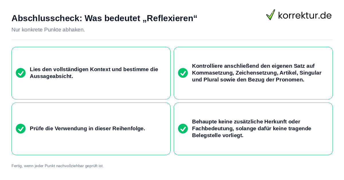 Konkreter Abschlusscheck zu Was bedeutet „Reflexieren“