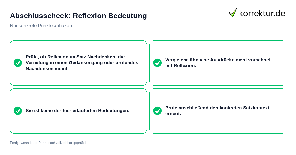 Konkreter Abschlusscheck zu Reflexion Bedeutung