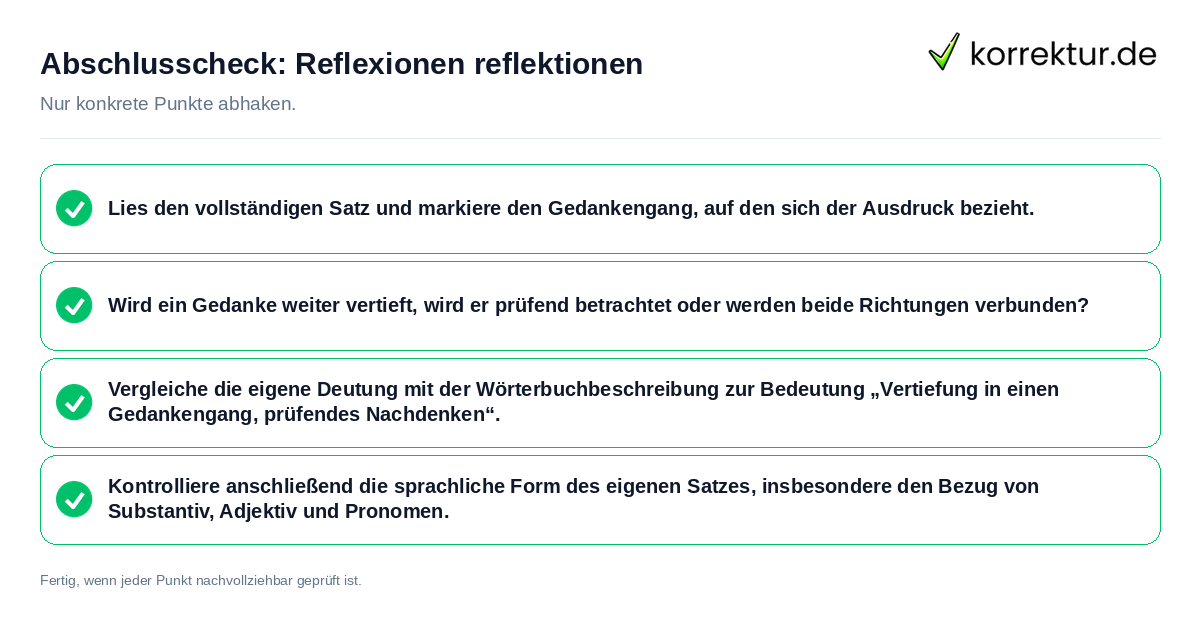Abschlusscheck: Reflexionen reflektionen Konkreter Abschlusscheck zu Reflexionen reflektionen