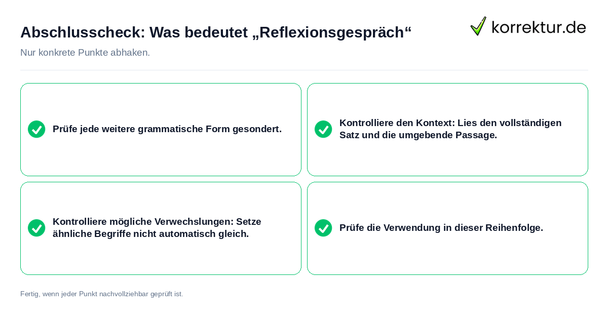 Konkreter Abschlusscheck zu Was bedeutet „Reflexionsgespräch“