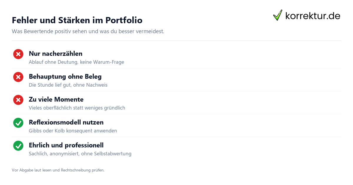 Typische Fehler im Reflexionsportfolio Lehramt vermeiden