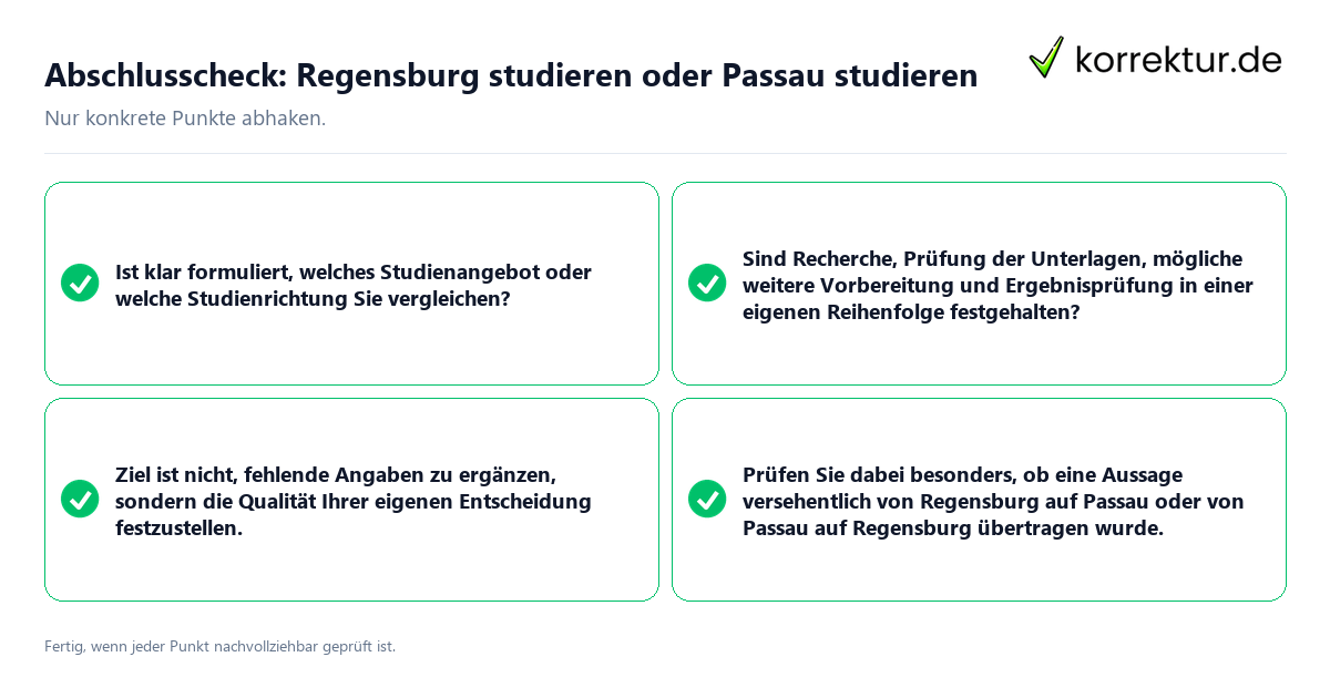 Abschlusscheck: Regensburg studieren oder Passau studieren Konkreter Abschlusscheck zu Regensburg studieren oder Passau studieren