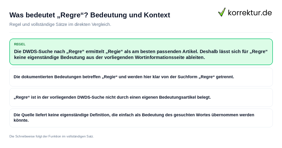 Konkrete Regel und vollständige Beispielsätze zu Was bedeutet „Regre“? Bedeutung und Kontext