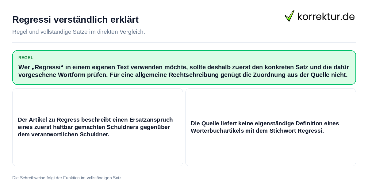 Konkrete Regel und vollständige Beispielsätze zu Regressi verständlich erklärt