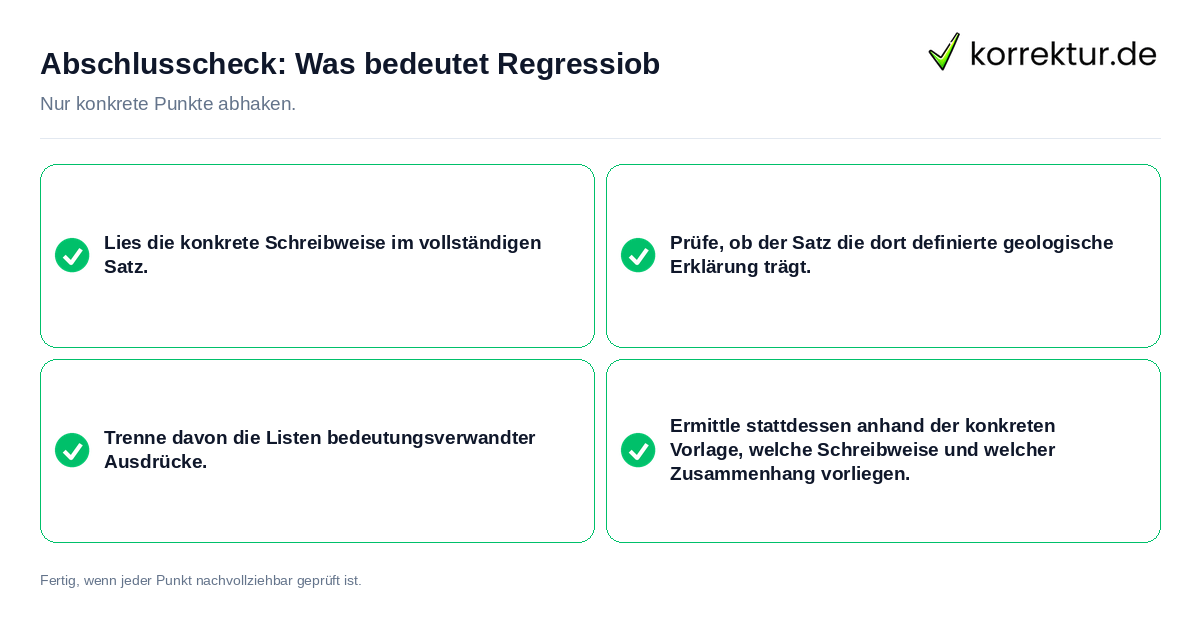 Konkreter Abschlusscheck zu Was bedeutet Regressiob