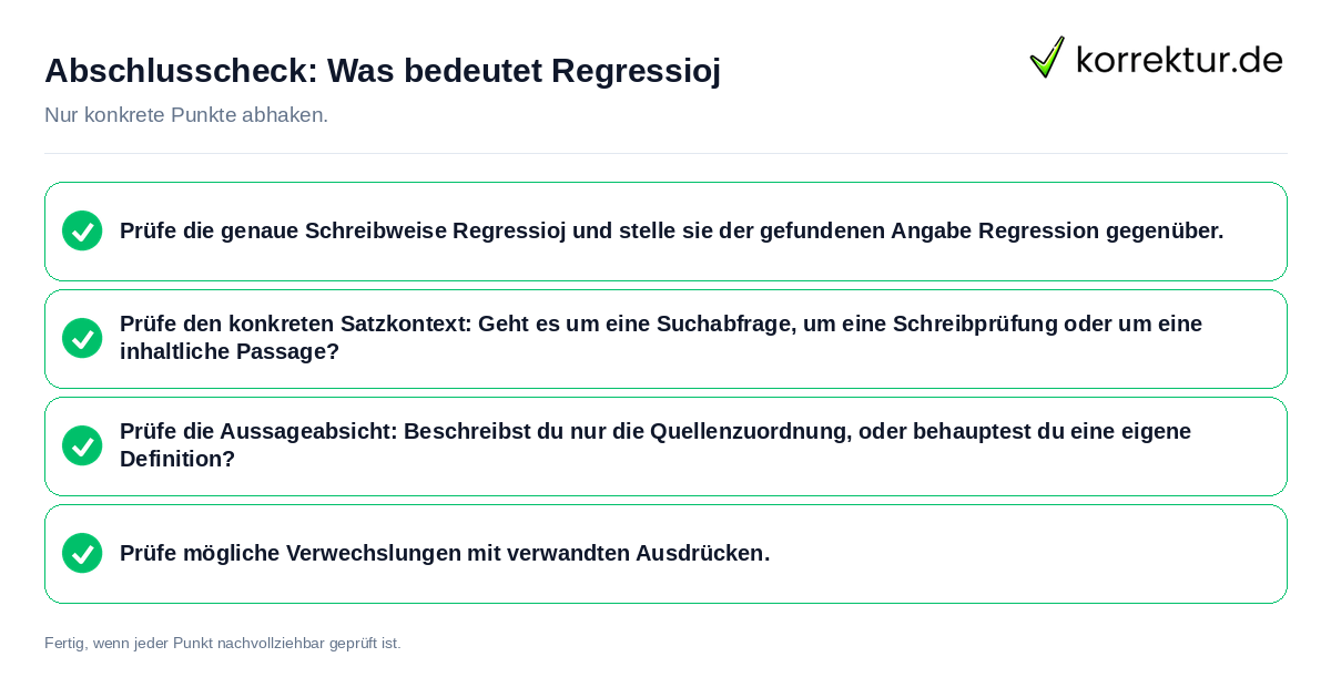 Konkreter Abschlusscheck zu Was bedeutet Regressioj