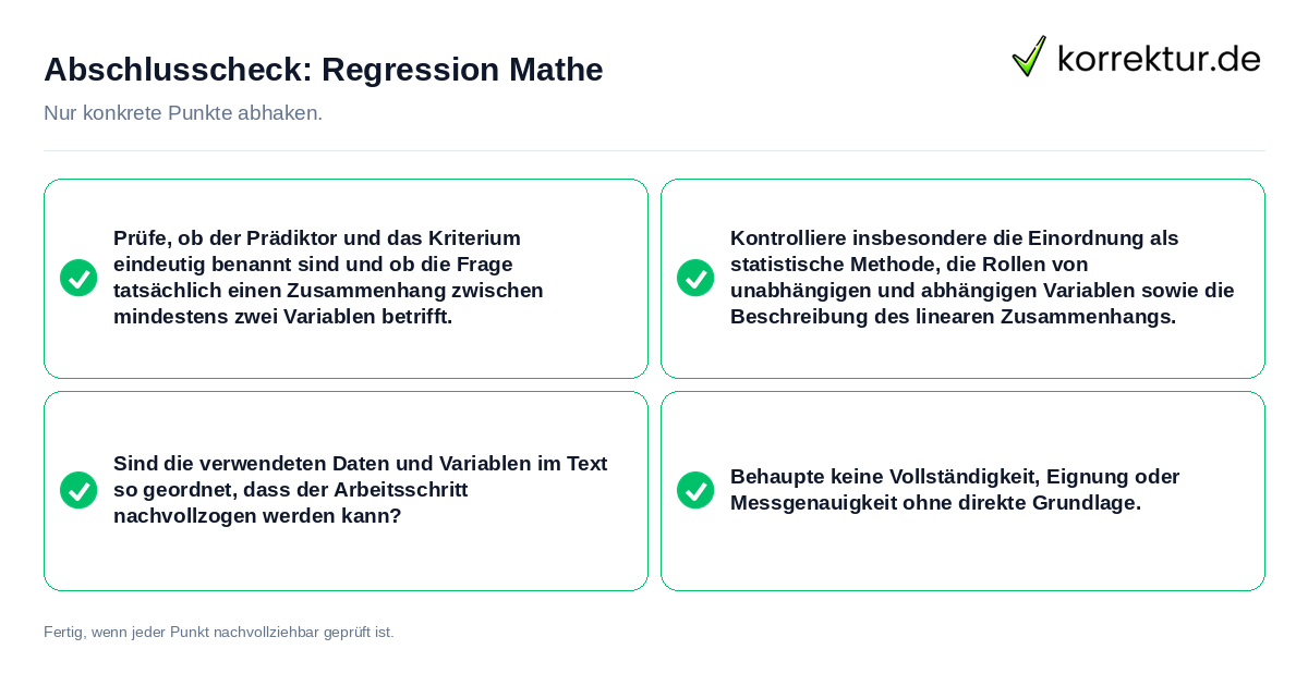 Konkreter Abschlusscheck zu Regression Mathe