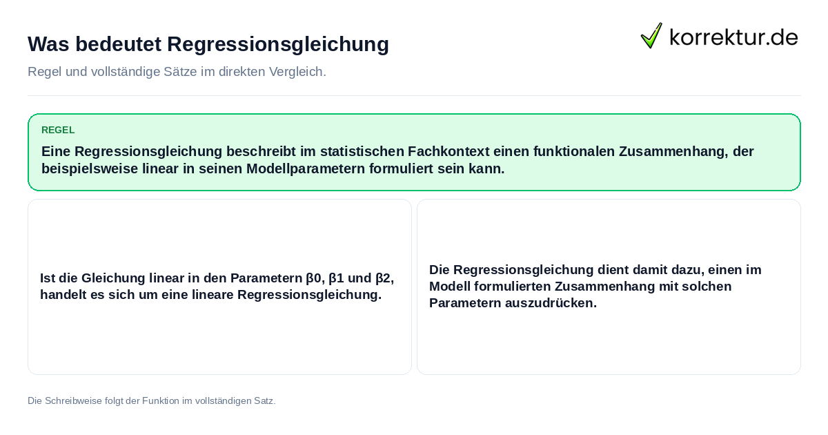 Konkrete Regel und vollständige Beispielsätze zu Was bedeutet Regressionsgleichung