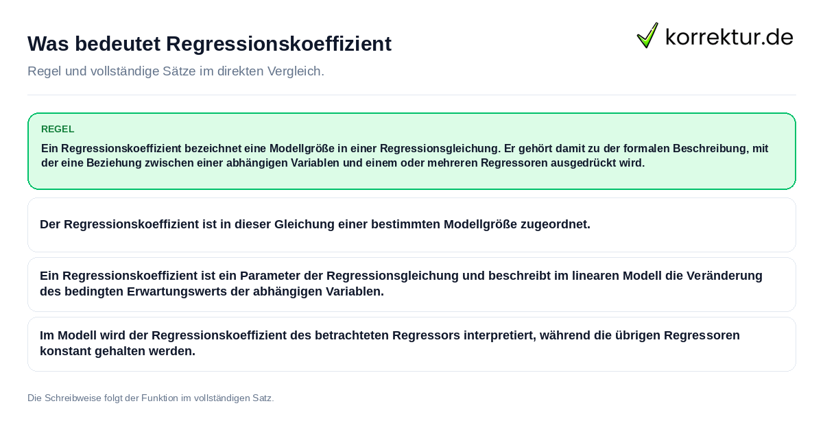 Was bedeutet Regressionskoeffizient Konkrete Regel und vollständige Beispielsätze zu Was bedeutet Regressionskoeffizient
