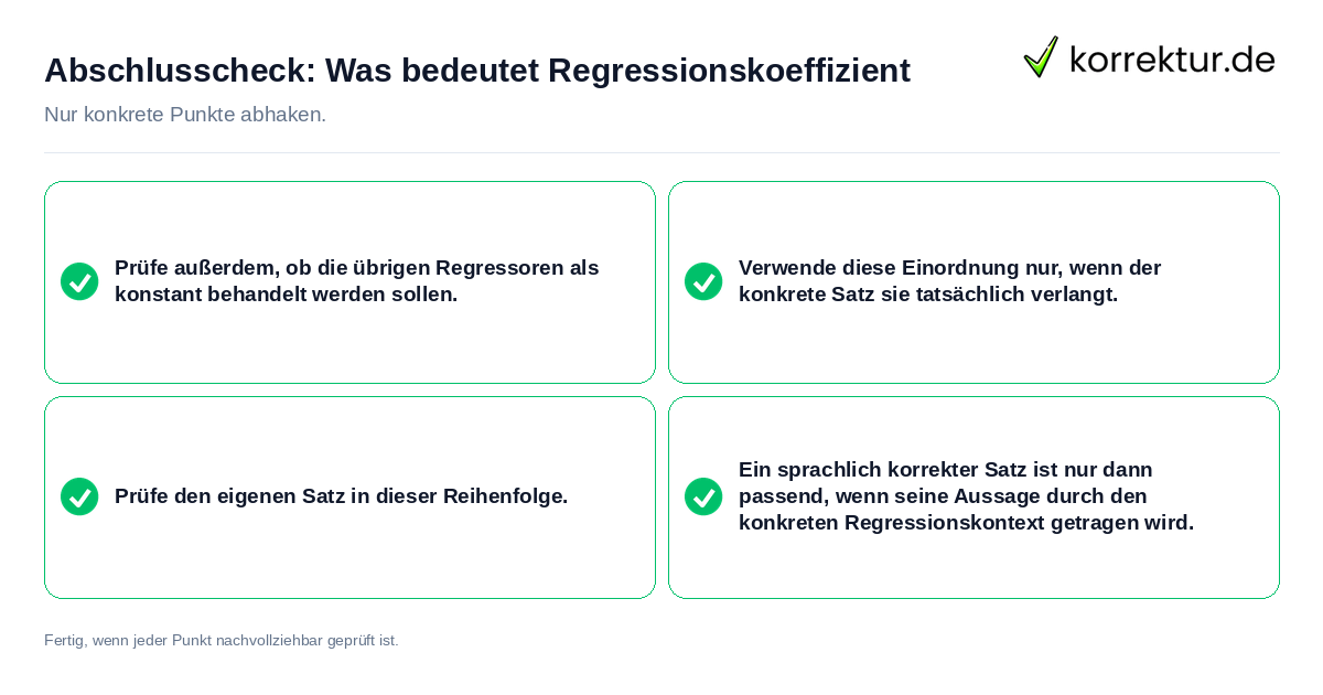 Abschlusscheck: Was bedeutet Regressionskoeffizient Konkreter Abschlusscheck zu Was bedeutet Regressionskoeffizient