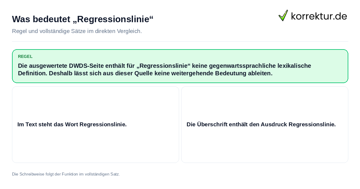 Konkrete Regel und vollständige Beispielsätze zu Was bedeutet „Regressionslinie“