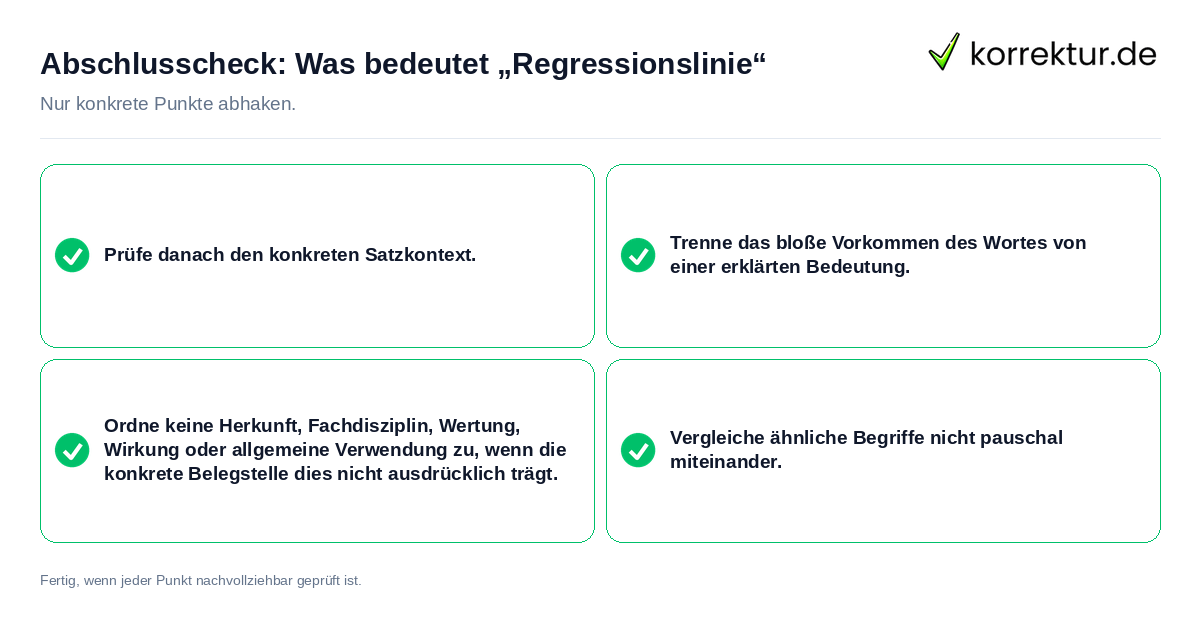 Konkreter Abschlusscheck zu Was bedeutet „Regressionslinie“
