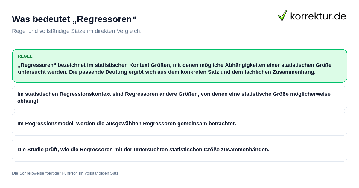 Konkrete Regel und vollständige Beispielsätze zu Was bedeutet „Regressoren“