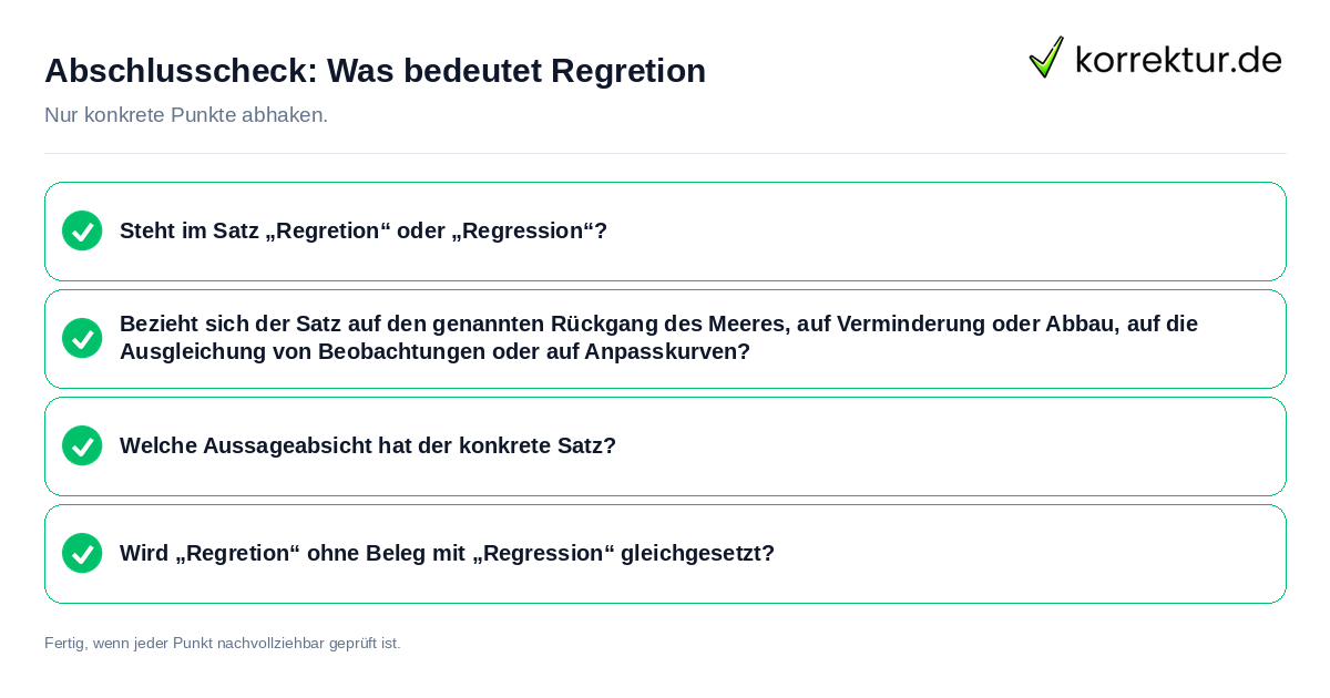 Konkreter Abschlusscheck zu Was bedeutet Regretion