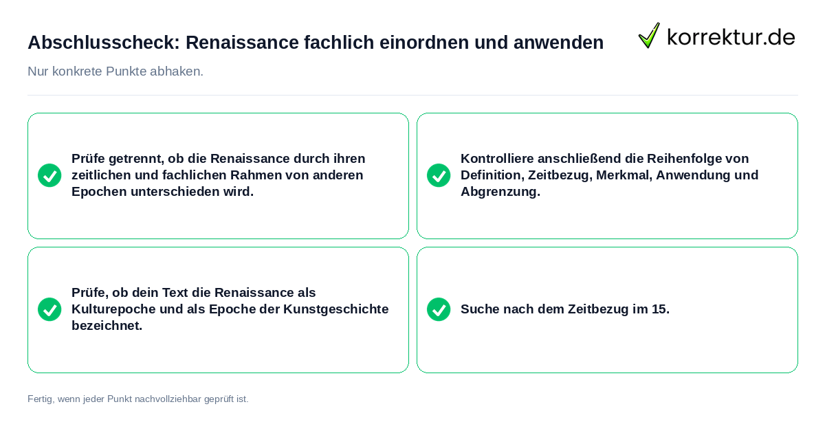 Konkreter Abschlusscheck zu Renaissance fachlich einordnen und anwenden