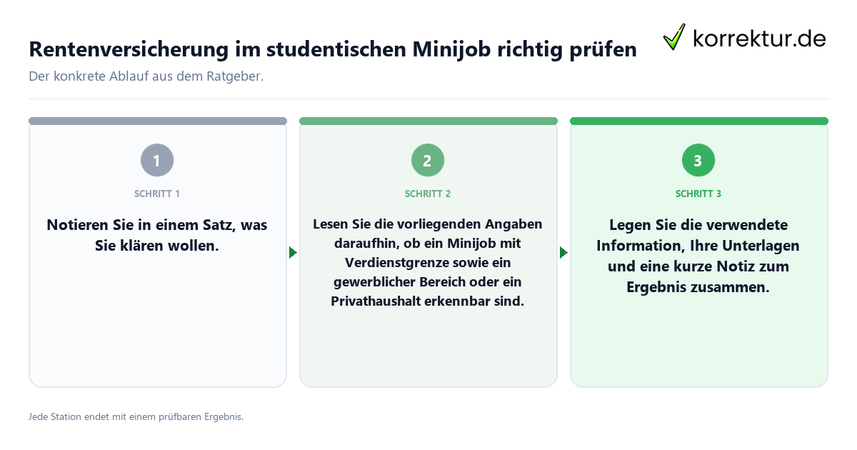 Rentenversicherung im studentischen Minijob richtig prüfen Konkrete Schritte zu Rentenversicherung im studentischen Minijob richtig prüfen