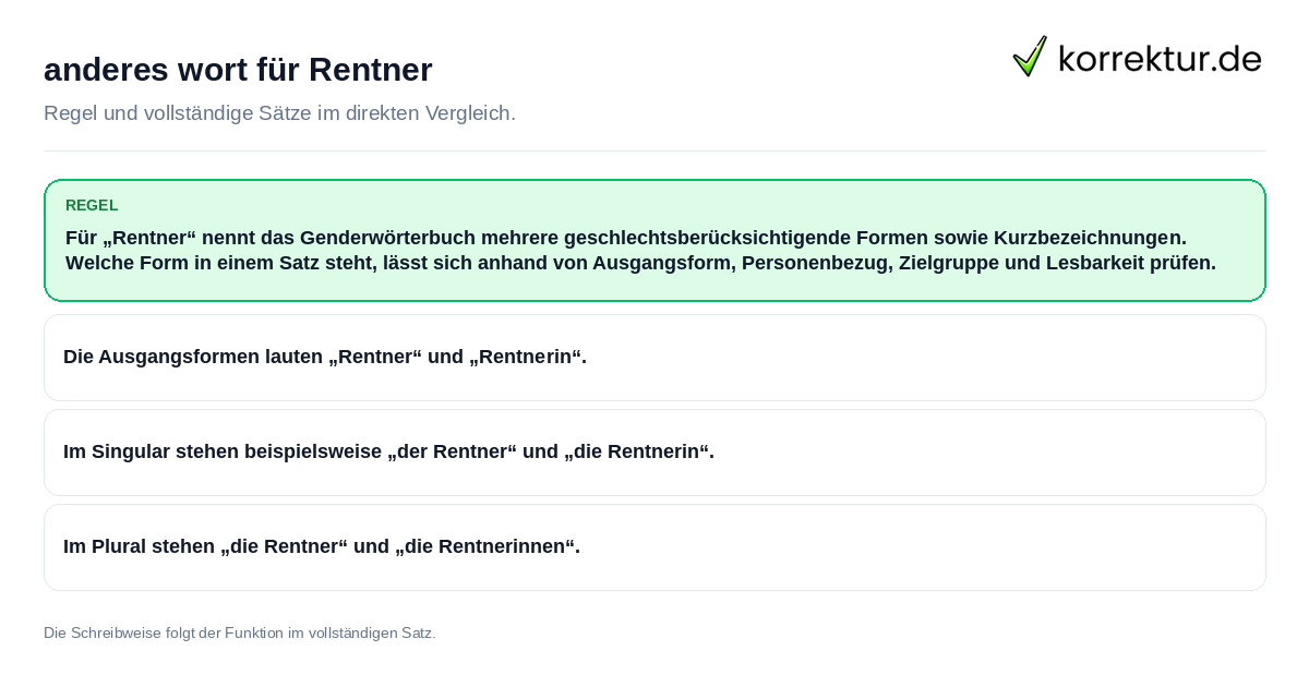anderes wort für Rentner Konkrete Regel und vollständige Beispielsätze zu anderes wort für Rentner