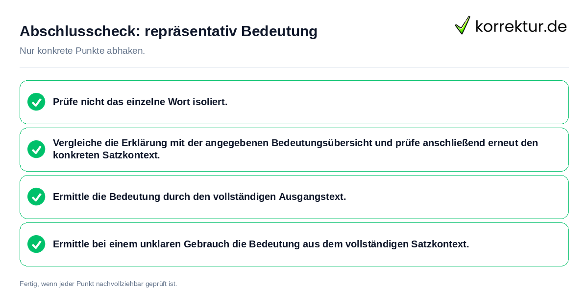 Konkreter Abschlusscheck zu repräsentativ Bedeutung
