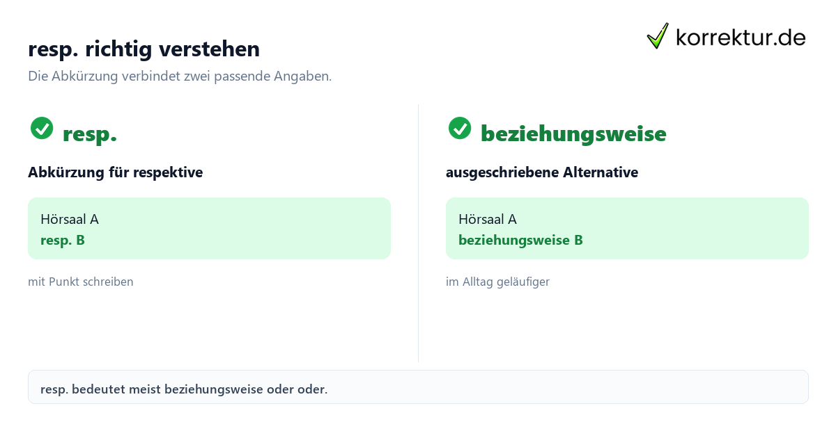 resp Bedeutung: respektive und beziehungsweise im Vergleich