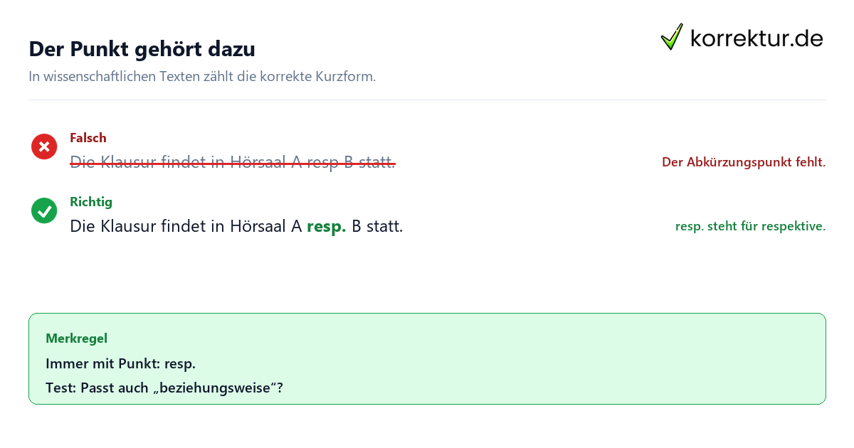 resp Bedeutung: Schreibweise der Abkürzung korrekt anwenden