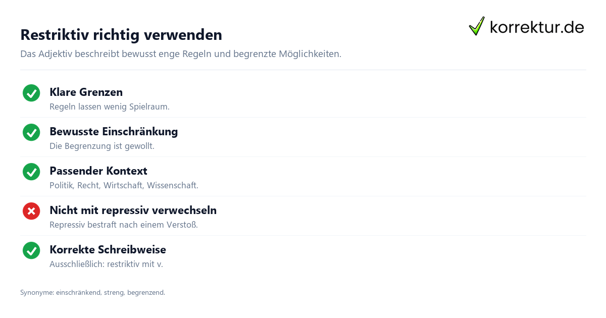 restriktiv Bedeutung: richtige Verwendung und Synonyme