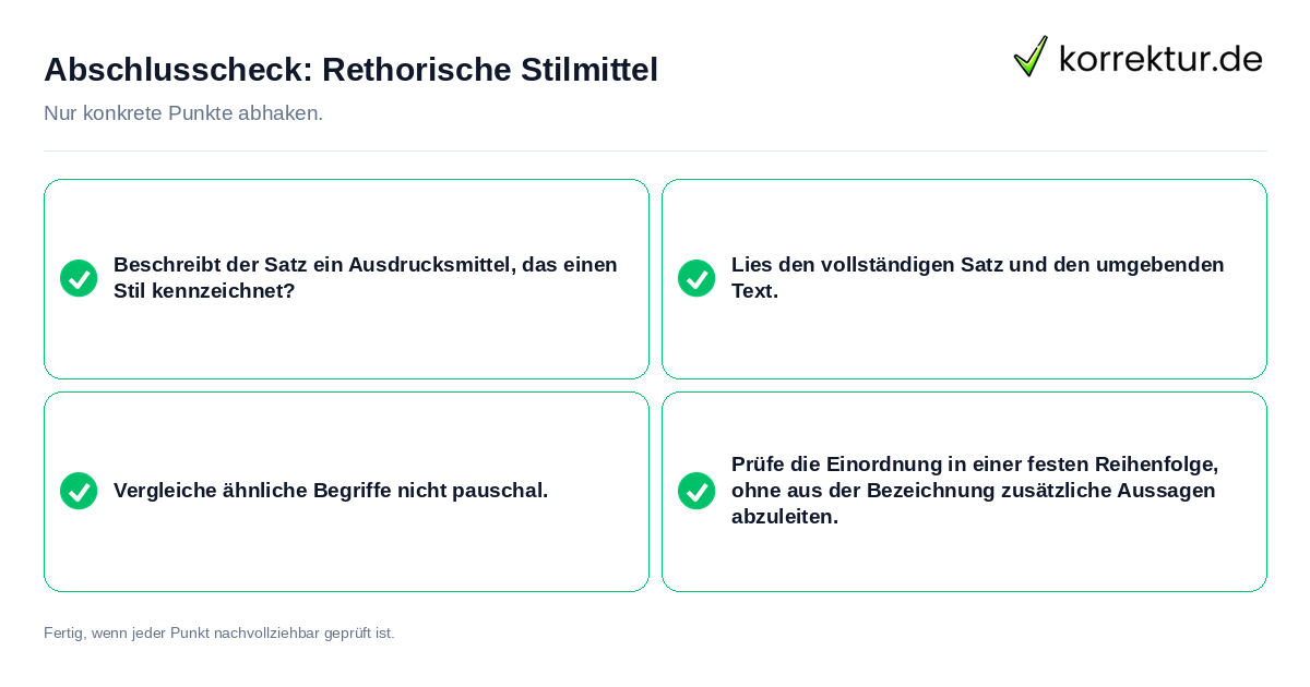 Konkreter Abschlusscheck zu Rethorische Stilmittel