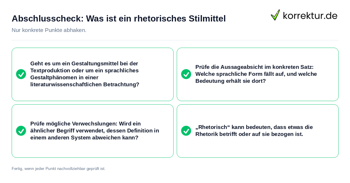 Abschlusscheck: Was ist ein rhetorisches Stilmittel Konkreter Abschlusscheck zu Was ist ein rhetorisches Stilmittel
