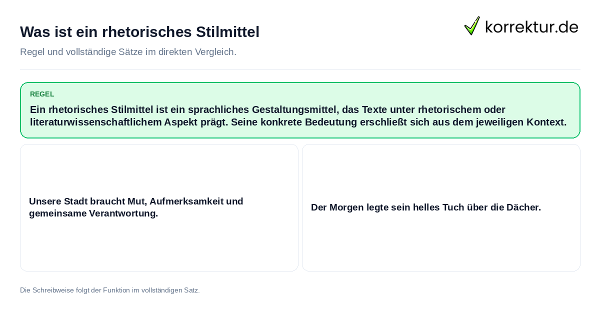 Was ist ein rhetorisches Stilmittel Konkrete Regel und vollständige Beispielsätze zu Was ist ein rhetorisches Stilmittel
