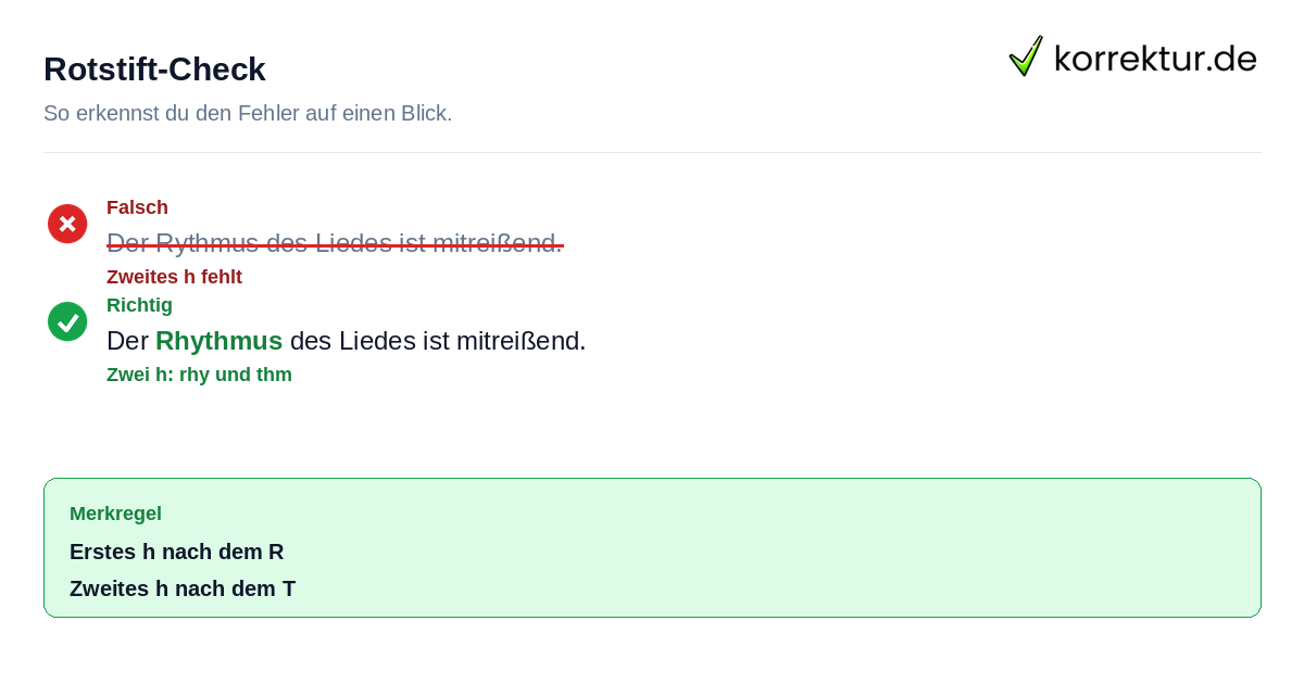 Rotstift-Check Rhythmus richtig schreiben statt Rythmus