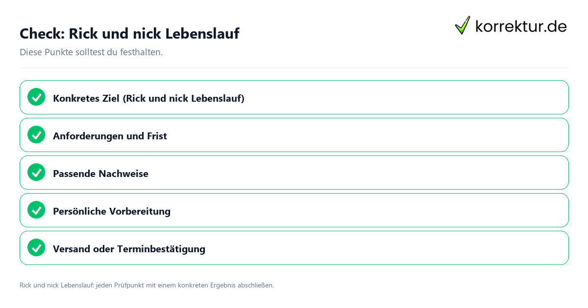 Check: Rick und nick Lebenslauf Rick und nick Lebenslauf mit einer themenspezifischen Checkliste