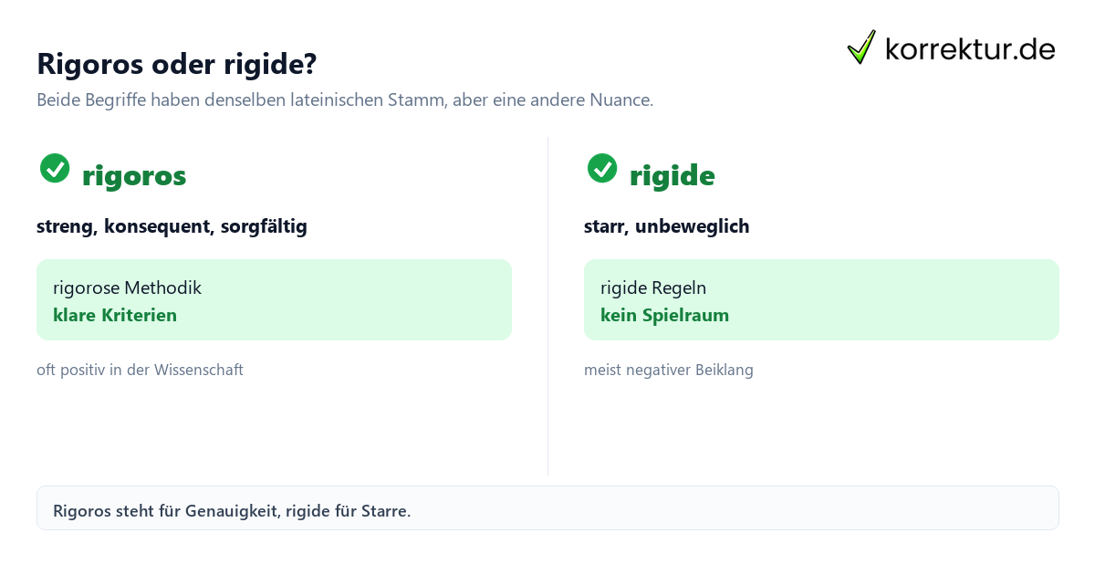 Rigoros oder rigide? rigoros Bedeutung im Vergleich zu rigide