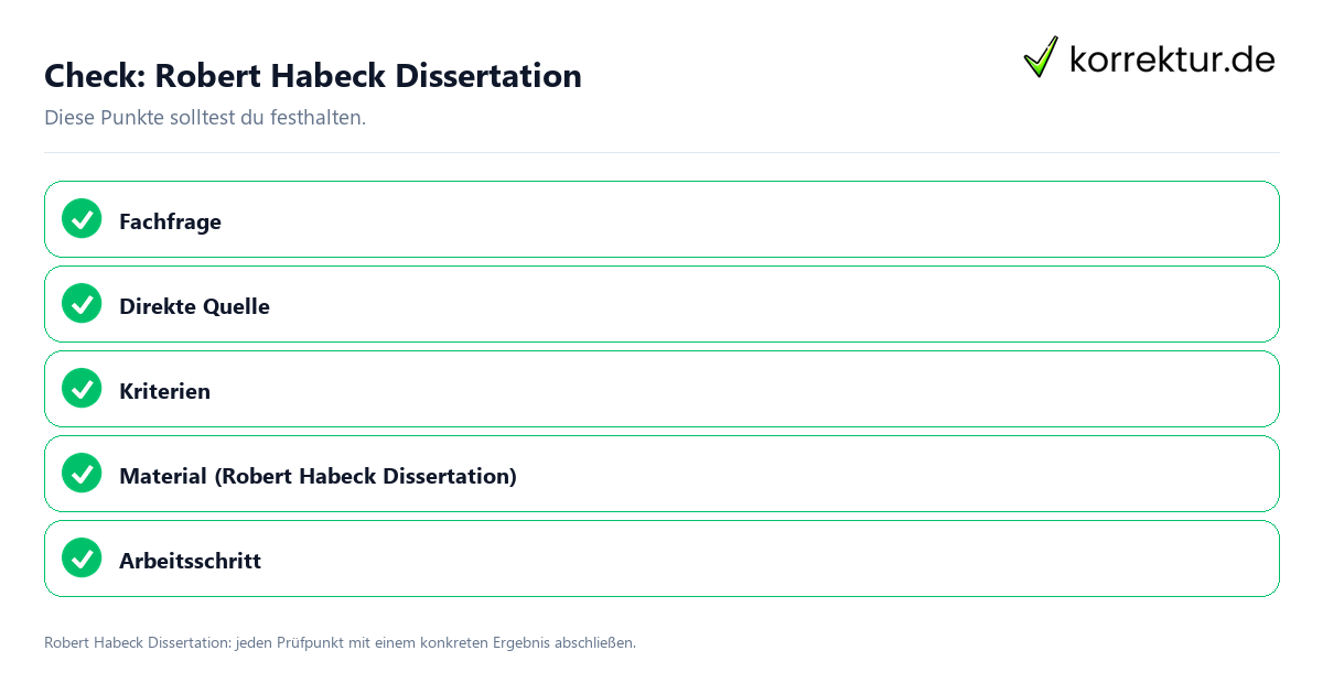 Robert Habeck Dissertation mit einer themenspezifischen Checkliste