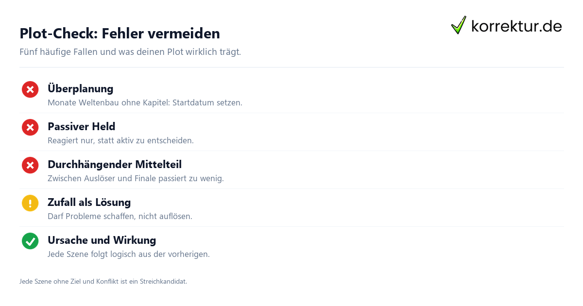 Plot-Check: Fehler vermeiden Typische Fehler beim Roman plotten und positive Gegenmaßnahmen