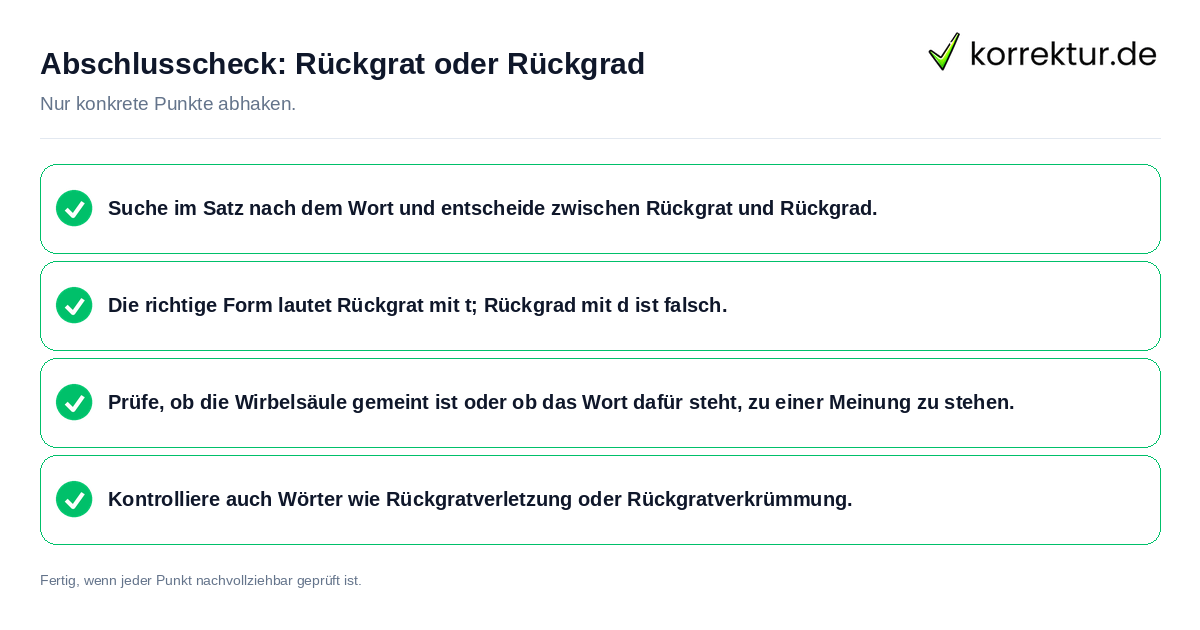 Konkreter Abschlusscheck zu Rückgrat oder Rückgrad
