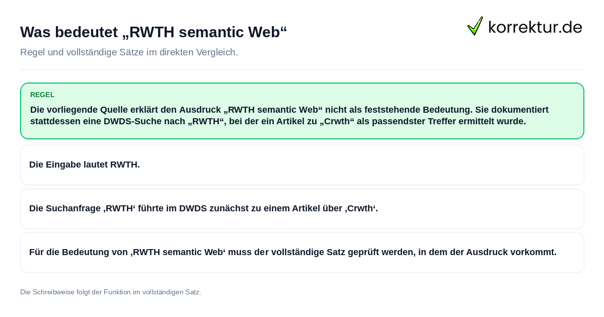 Konkrete Regel und vollständige Beispielsätze zu Was bedeutet „RWTH semantic Web“