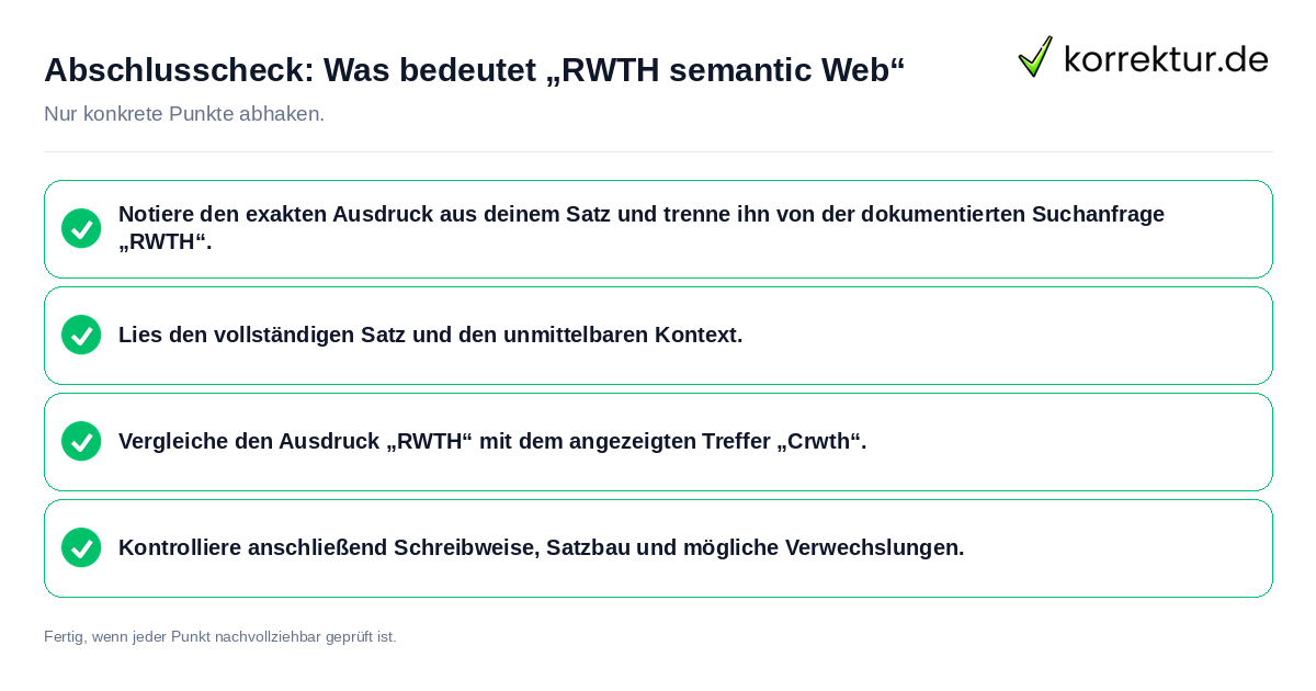 Konkreter Abschlusscheck zu Was bedeutet „RWTH semantic Web“