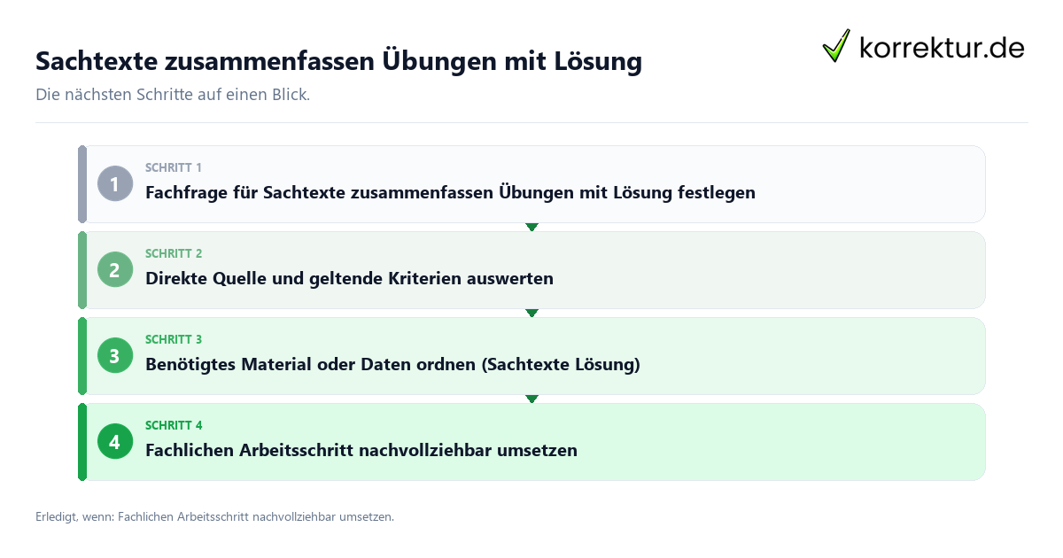 Sachtexte zusammenfassen Übungen mit Lösung Sachtexte zusammenfassen Übungen mit Lösung mit einem Ablauf aus Prüfung, Kontakt und Dokumentation