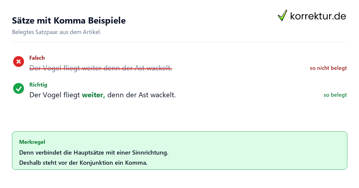 Sätze mit Komma Beispiele Falsches und richtiges Satzbeispiel zu Sätze mit Komma Beispiele