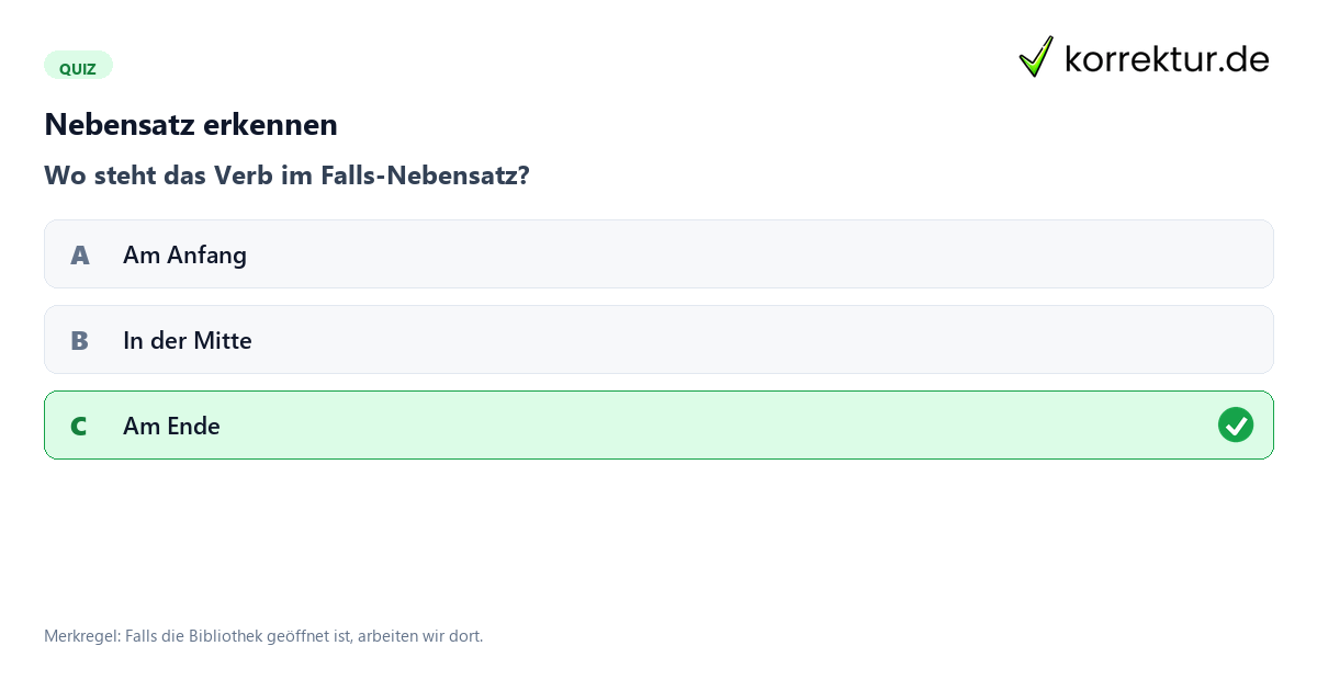 Wie „falls“ Sätze miteinander verbindet, Nebensatz erkennen