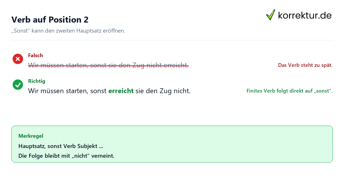 Verb auf Position 2 Wie „sonst“ Sätze miteinander verbindet: Verbposition im zweiten Hauptsatz