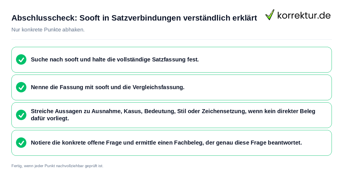 Konkreter Abschlusscheck zu Sooft in Satzverbindungen verständlich erklärt