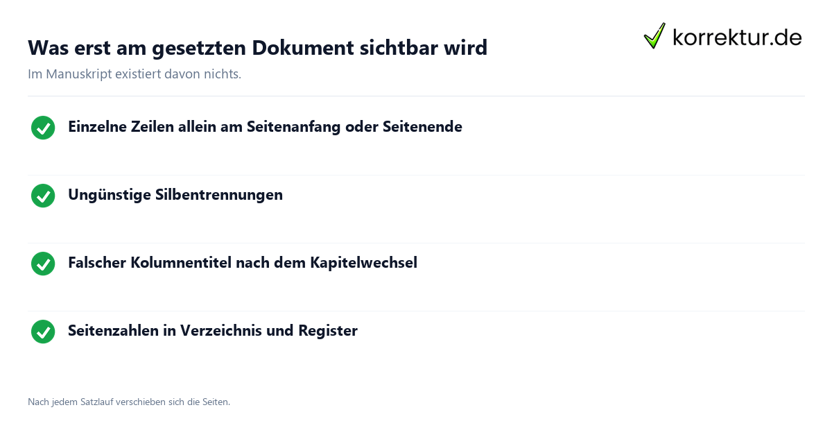 Was erst am gesetzten Dokument sichtbar wird Schlussredaktion: Prüfpunkte an der Fahne