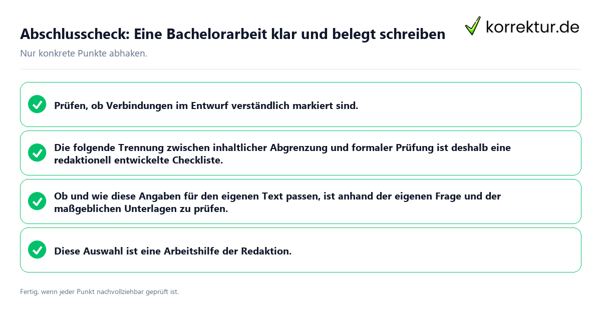 Abschlusscheck: Eine Bachelorarbeit klar und belegt schreiben Konkreter Abschlusscheck zu Eine Bachelorarbeit klar und belegt schreiben
