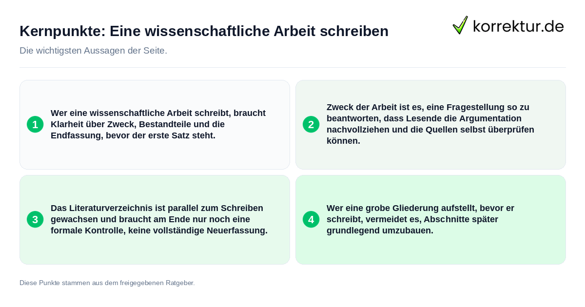 Kernpunkte: Eine wissenschaftliche Arbeit schreiben Konkrete Kernpunkte zu Eine wissenschaftliche Arbeit schreiben