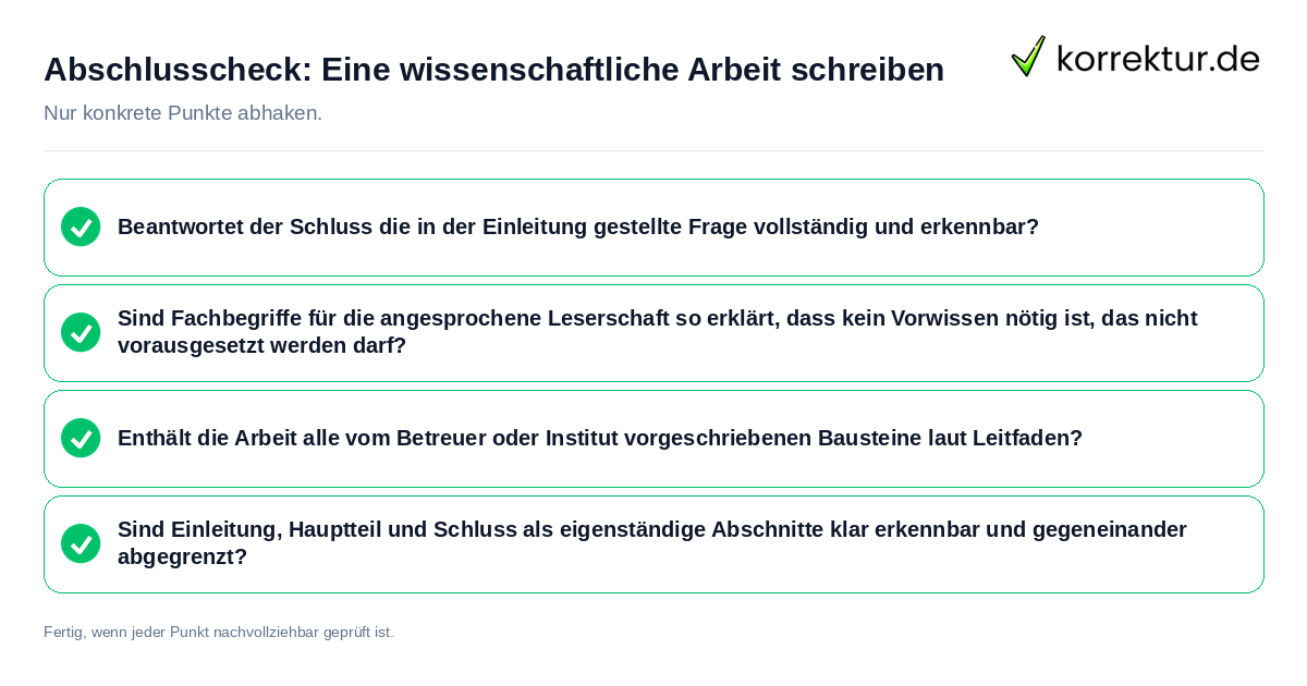 Abschlusscheck: Eine wissenschaftliche Arbeit schreiben Konkreter Abschlusscheck zu Eine wissenschaftliche Arbeit schreiben