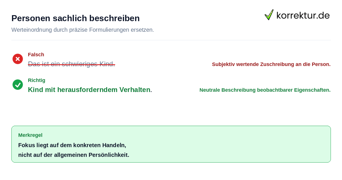 Personen sachlich beschreiben Richtige Unterscheidung zwischen schwer und schwierig bei Personen