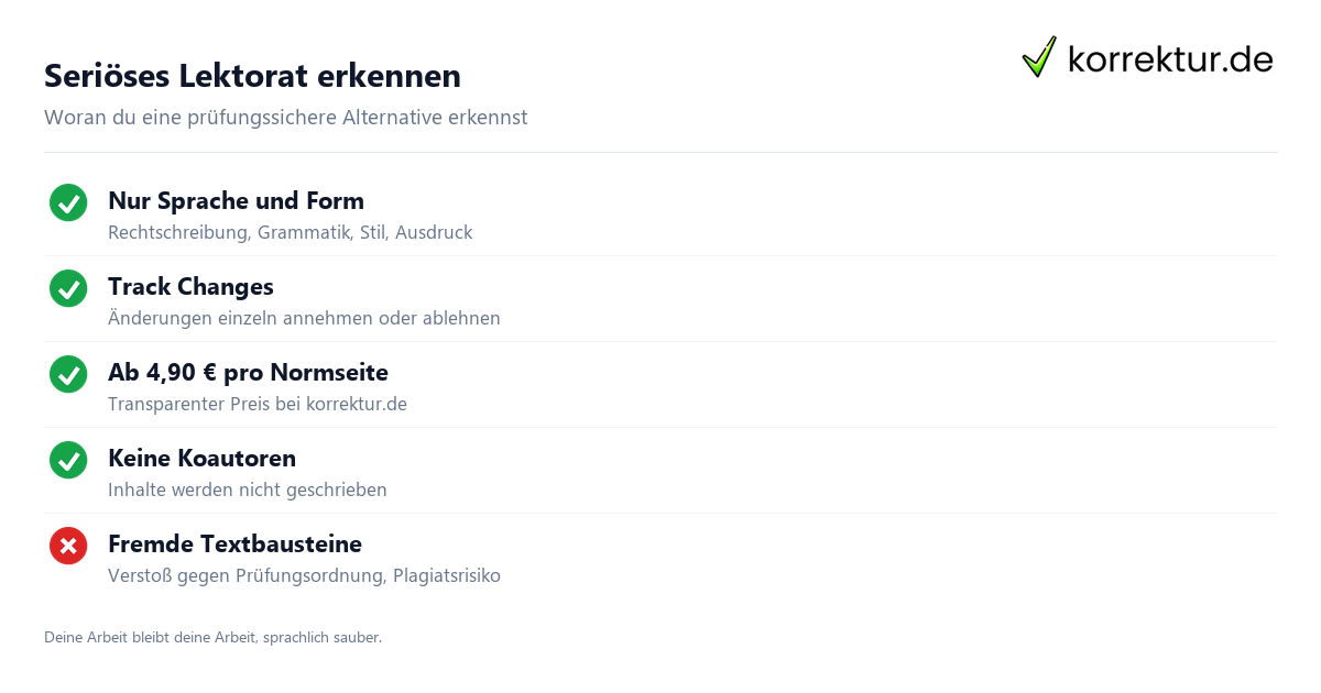 Seriöses Lektorat erkennen Seriöses Lektorat statt Ghostwriting: Scribbr und Gothesis im Vergleich mit korrektur.de