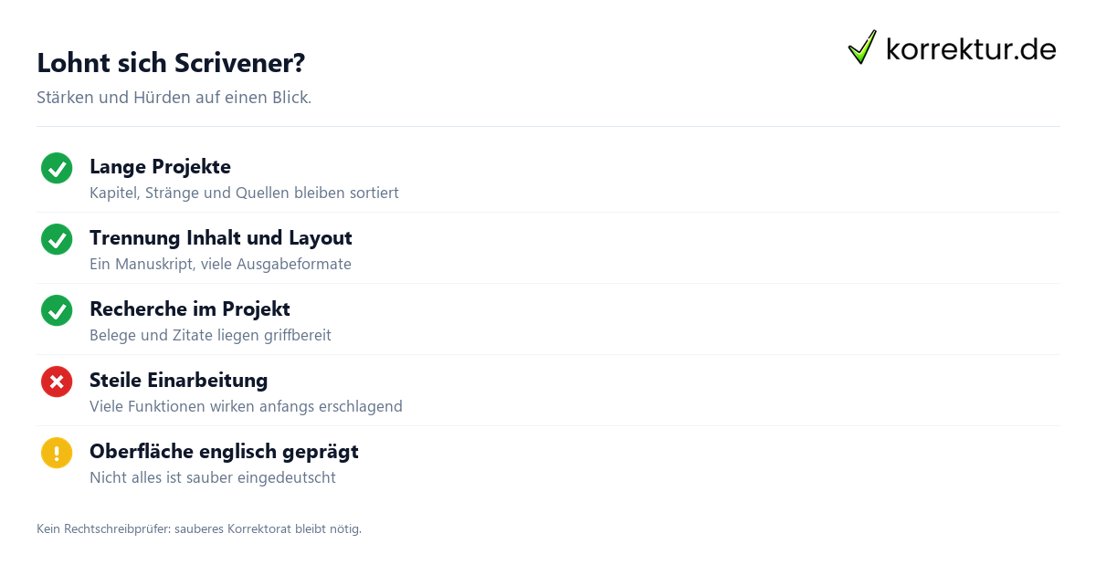 Lohnt sich Scrivener? Scrivener Stärken und Schwächen im Überblick