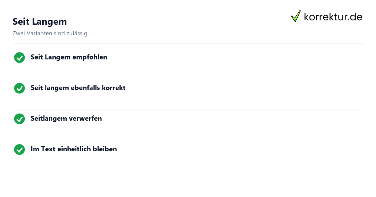 Seit Langem oder seit langem