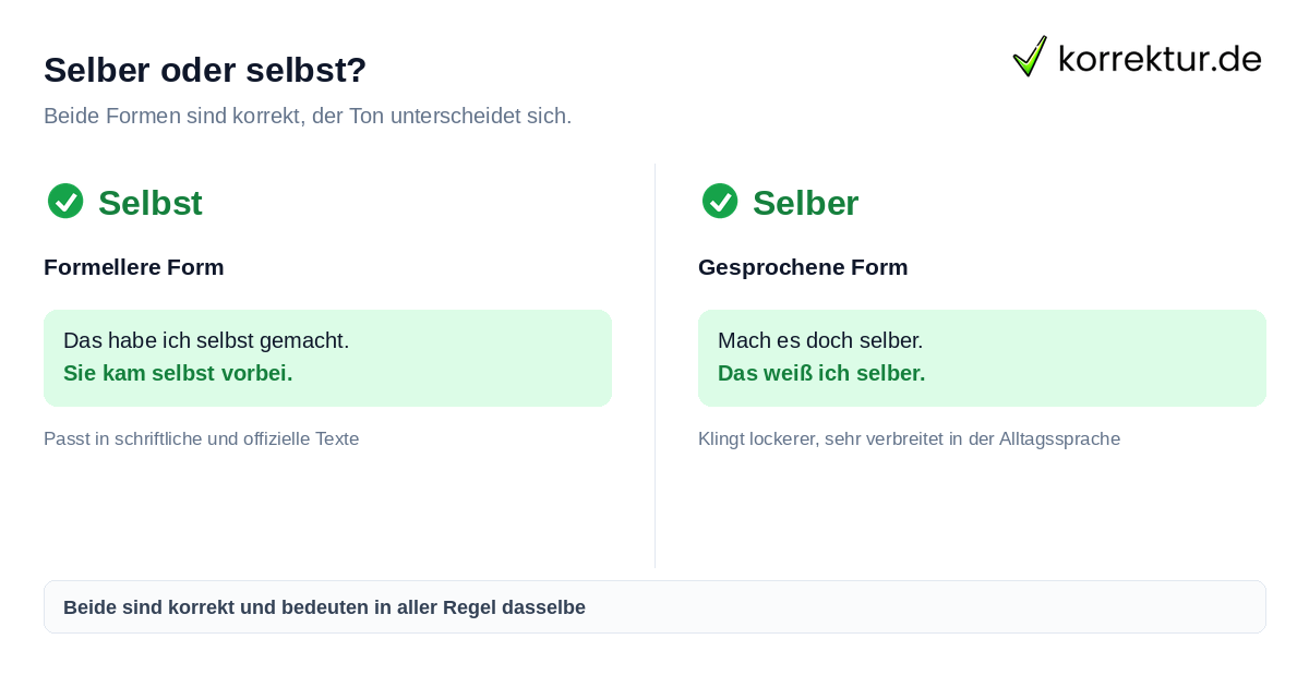Selber oder selbst? Selber oder selbst richtig verwenden: Unterschied erklärt